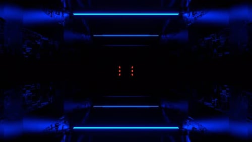 Blue And Orange Sci Fi Strobe Light Beams Tunnel Background Vj Loop I 4K