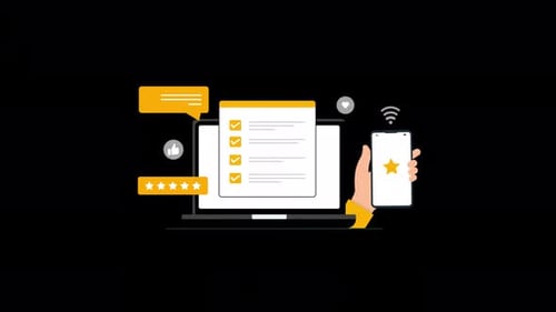 Animated Online Customer Review. Feedback Survey Concept Video - Transparent