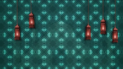 Decorative Islamic Lanterns Swinging Ramadan Eid Background