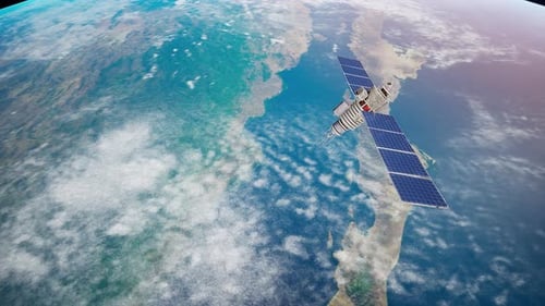 Die Raumstation umkreist die Erde über riesigen Ozeanen und Landregionen