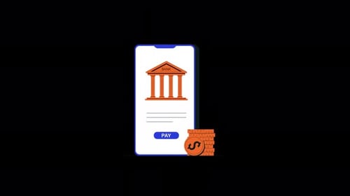 Digital Banking Mobile App Payment with Animated Coins