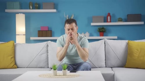 Man with fear and stress.
