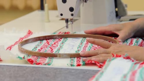 Female Hand Embroidery Cross Stitch Circle