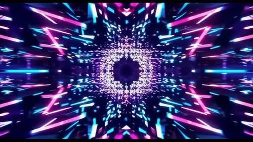 Neon Geometric Kaleidoscope VJ Loop Tunnel Background