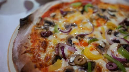 Fresh Baked Pizza with Colorful Toppings