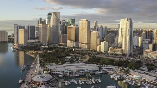 Aerial hyperlapse over Downtown Miami