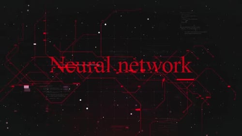 Neural Network Text Over Futuristic Cyberspace Background