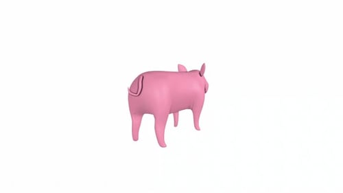Minimalist 3D Pink Pig Rotating Animation