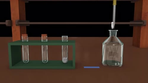 Chemical Reaction and pH Test in a Laboratory Setup Animation
