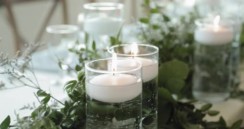 Elegant Table Decor With Candles and Greenery