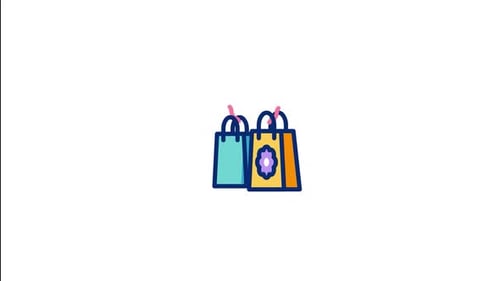 Flat Design Animated Shopping Bags Icon Loop