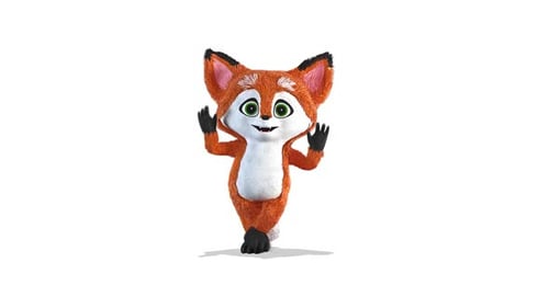 Little Fox tanzt lustiger Tanz auf weißem Hintergrund
