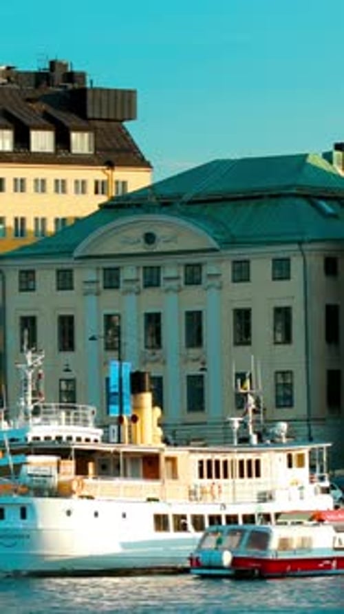 Alesund Norway Vertical Footage Video Alesund Skyline Cityscape Historical Center In Sunny Summer