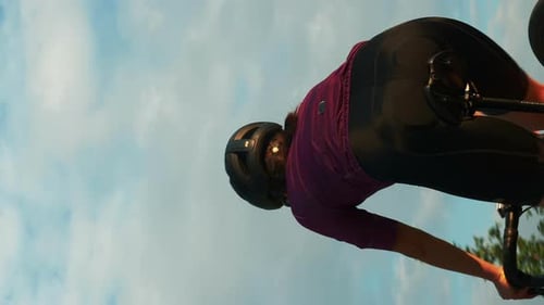 Professional cyclist riding road bicycle