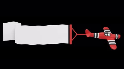 Advertising Banner Airplane Alpha Channel 4K