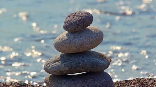 Zen Stones On The Ocean Shore