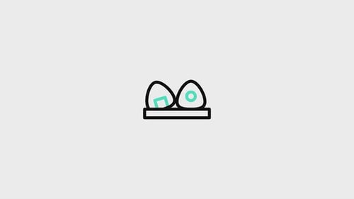 Animated Japanese Onigiri Rice Ball Icon in Flat Design