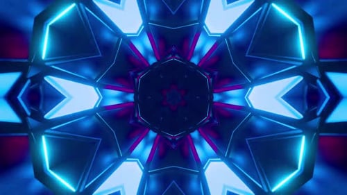 Glowing Neon Geometric Kaleidoscope Tunnel Loop