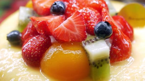 Strawberry and Blue Berry Tart Cake Close Up