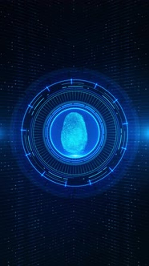 Glowing Digital Fingerprint Scan Futuristic Technology Background