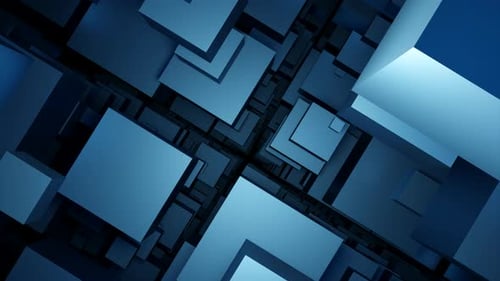 Blue Geometric Shapes Digital Art Modern Technology Design Background Pattern Cubes