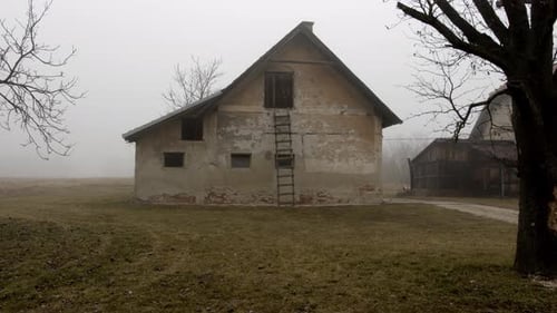 Old Building on a Foggy Day