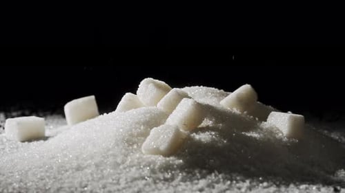Cascading Sugar Cubes on Granulated Pile 4k