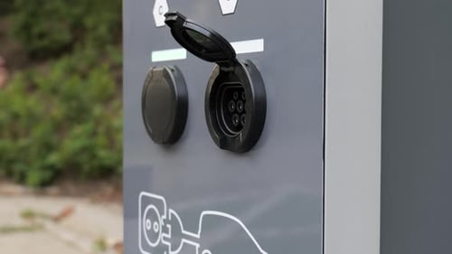 Close Up View of Electric Vehicle Type Two Charging Socket