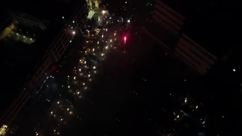 Spectacular Fireworks Display Illuminates City at Night