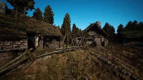 Immersive Pan Through a Rustic Medieval Village Scene