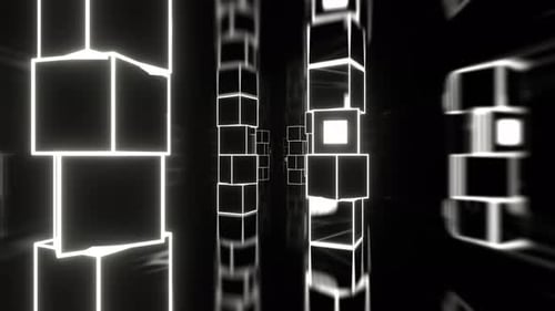 White Futuristic Strobe Corridor With Abstract Cube Columns Background Vj Loop In 4K