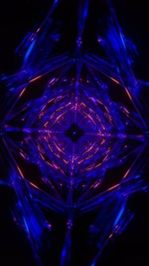 Vertical Video of Scifi Blue Purple Tunnel Transformer with Multicolor Neon Lights