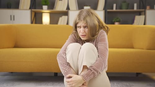 Woman in fear and tension.