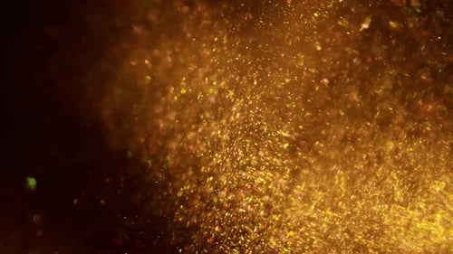 Hypnotic Patterns of Shimmering Golden Particles in Motion on Black Background Footage Snow