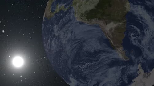 Realistic Earth Globe Rotating in Space Loop Animation