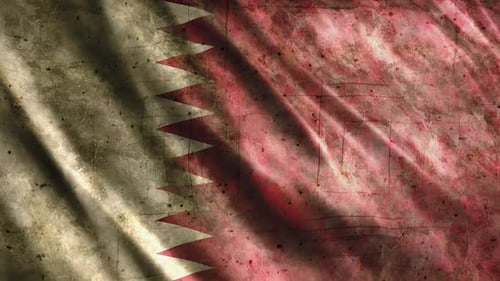 Waving Grunge Qatar National Flag Background