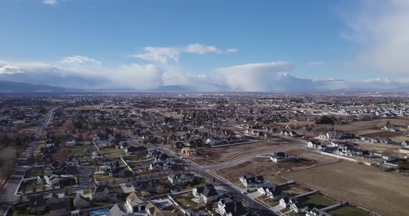Mapleton and Spanish Fork City in Utah County, Aerial Drone View ...