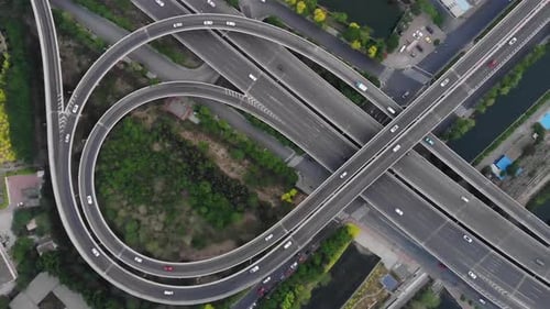Cinematic And Majestic View Of Road Intersection, China