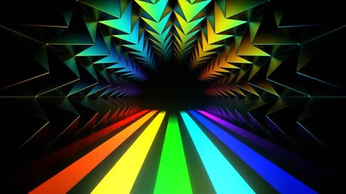 Rainbow Neon Line Spike Tunnel Background Vj Loop In HD
