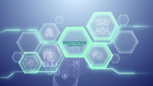 Reputation Management Hand touching,Digital transformation,Science and artificial intelligence,innov