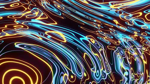 Blue And Gold Oil Waves Background Endless Vj Loop HD