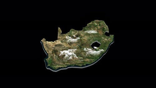 3D Satellite Map of South Africa Rotating