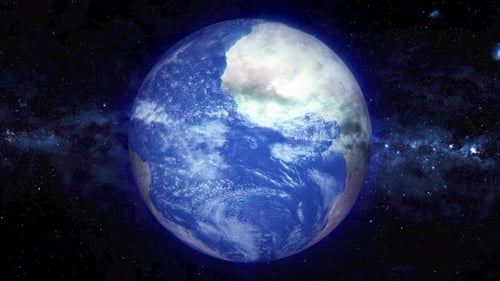 Spinning Earth Globe in Starry Space Background