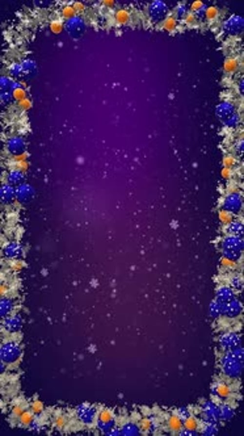 Christmas Vertical Frame with Snowflakes and Ornaments