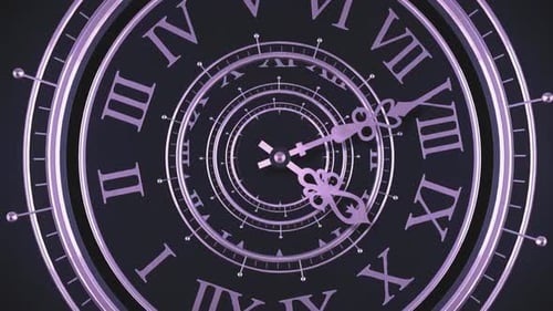 Antique Roman numeral clock face design dark purple lavender time hands minute hour seconds elegance
