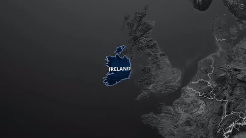 Animated Ireland Map Highlight and Country Name Reveal
