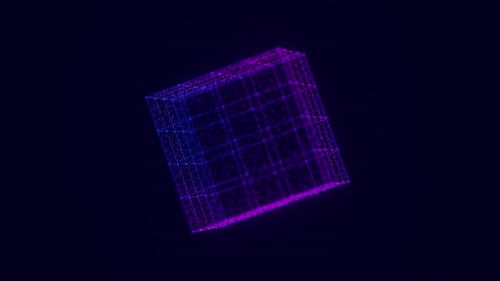 Futuristic Rotating Digital Plexus Cube Animation