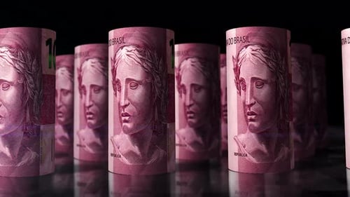 Brazil Real money banknotes rolls seamless loop