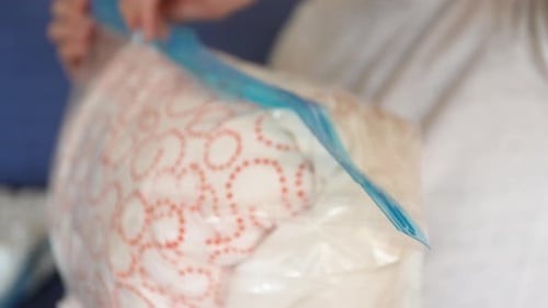 Closing Zippered Storage Bag with Blanket Inside