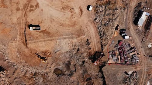 Aerial View of Construction Site, Heavy Equipment
